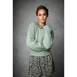 Honeysuckle Cropped Aran Sweater Sage | The Sweater Shop
