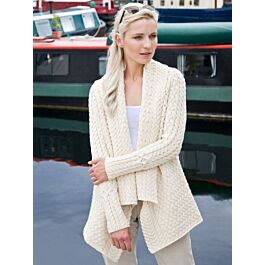 Ladies Irish Waterfall Cardigan Natural