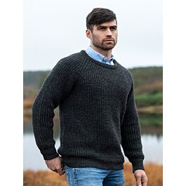 Fisherman Rib Crew Sweater Charcoal | The Sweater Shop