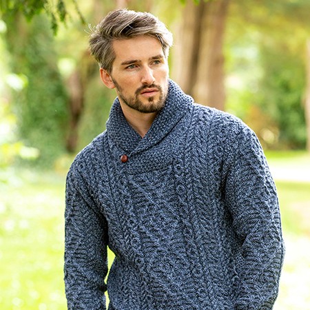 Irish Fisherman Sweater Aran Knit 100/% Merino Wool Made in Ireland
